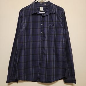 CK Ultra Slim Fit Blue Plaid Long Sleeve Button Down Shirt